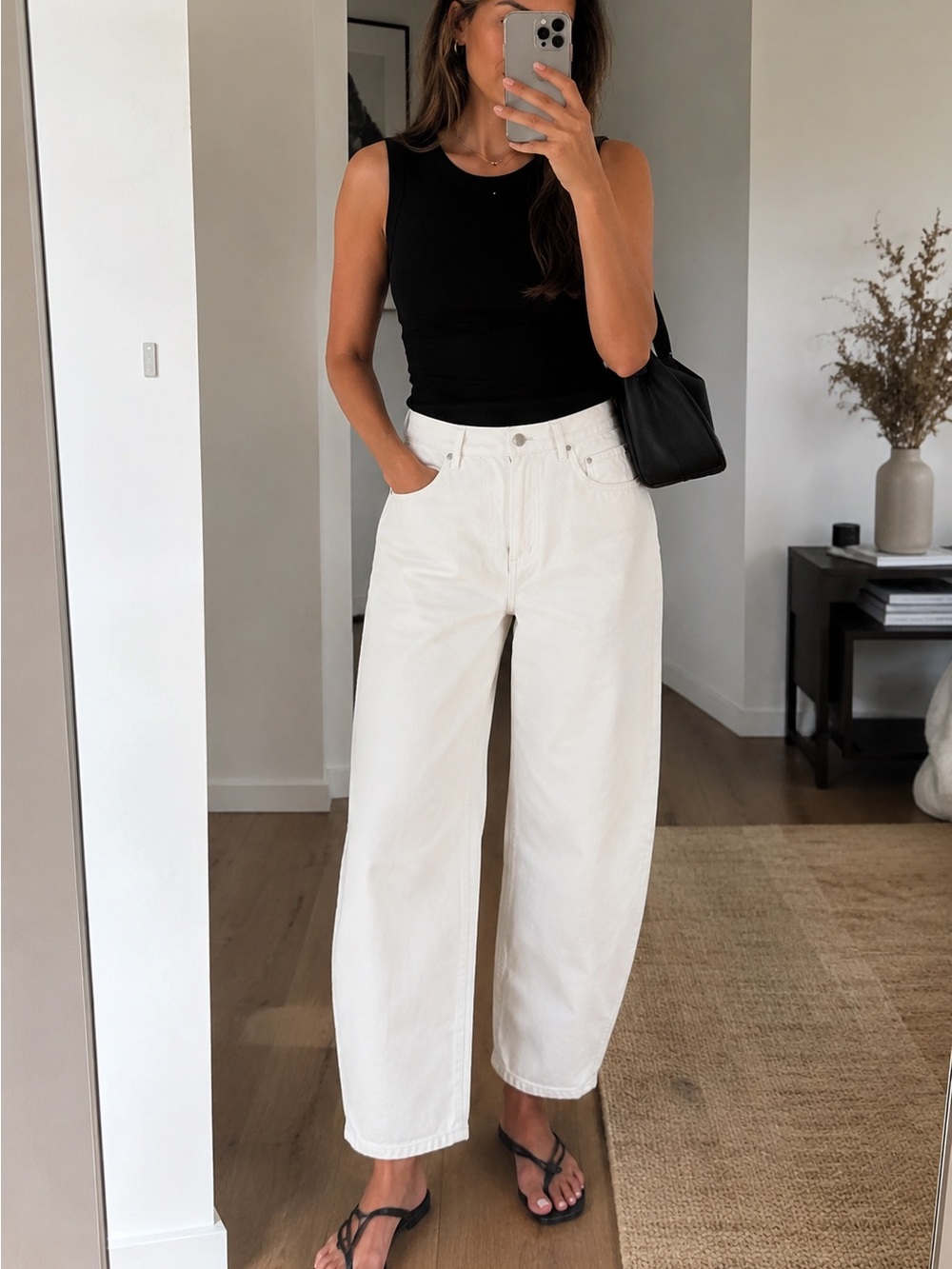 Etica White Barrel Leg Jeans Size 30 High Rise 100% Cotton Cropped Denim NWOT